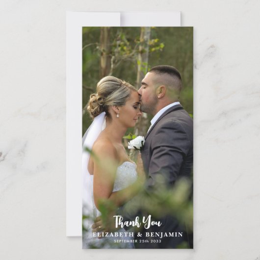 Eenvoudige Moderne Custom Pas getrouwd Fotobruilof Bedankkaart (Voorkant)