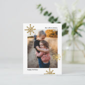 Eenvoudige Moderne Cute Sneeuwvlok Foto Feestdagenkaart (Staand voorkant)