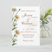 Eenvoudige moderne Daisy Waterverf bloemenbruiloft Kaart (Staand voorkant)