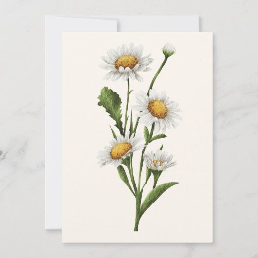 Eenvoudige moderne Daisy Waterverf bloemenbruiloft Kaart (Achterkant)