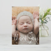 Eenvoudige Moderne Dank U Foto Geboorteaankondigin Bedankkaart (Staand voorkant)