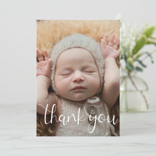 Eenvoudige Moderne Dank U Foto Geboorteaankondigin Bedankkaart (Staand voorkant)