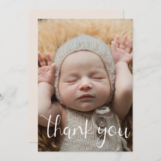 Eenvoudige Moderne Dank U Foto Geboorteaankondigin Bedankkaart (Voorkant / Achterkant)