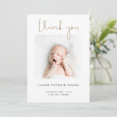 Eenvoudige moderne dankjewel Girl Baby Foto geboor Aankondiging (Staand voorkant)