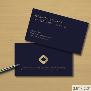 Eenvoudige moderne Dark Navy Blue Gold Logo Visitekaartje