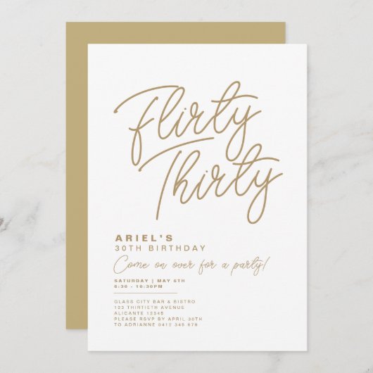 Eenvoudige, moderne dertig-jarige uitnodiging (Voorkant / Achterkant)