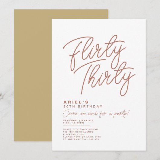 Eenvoudige, moderne dertig-jarige uitnodiging (Voorkant / Achterkant)