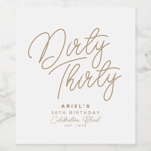 Eenvoudige moderne, dertig persoonlijke verjaardag wijn etiket (Enkel label)