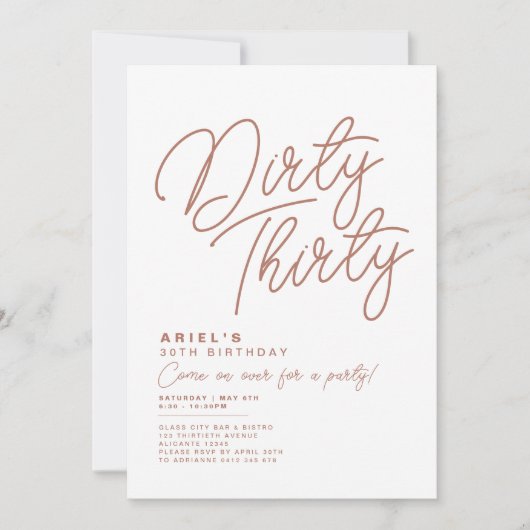 Eenvoudige moderne 'Dertigday'-uitnodiging Kaart (Voorkant)