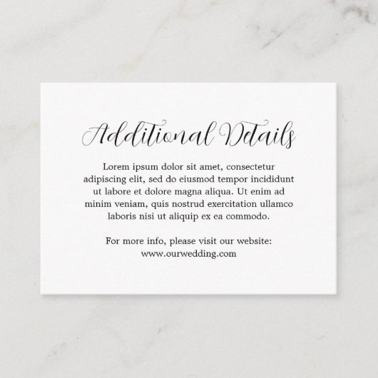 Eenvoudige moderne details moderne bruiloft informatiekaartje (Voorkant)
