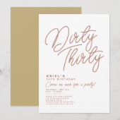 Eenvoudige Moderne 'Dirty Thirty' Verjaardagsuitno Kaart (Voorkant / Achterkant)