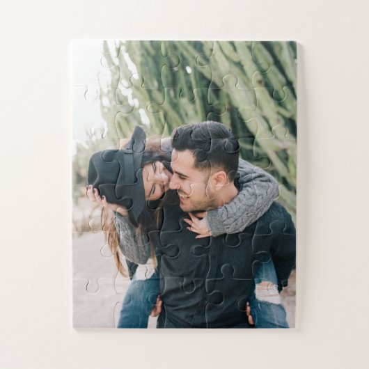 Eenvoudige, moderne DIY Couple Valentijnsdag Foto Legpuzzel (Verticaal)