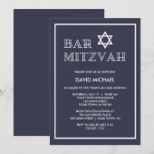 Eenvoudige, moderne, donkere en witte balk Mitzvah Kaart (Voorkant / Achterkant)