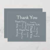 Eenvoudige moderne, donkergrijze typografie - Hart Bedankkaart (Voorkant / Achterkant)
