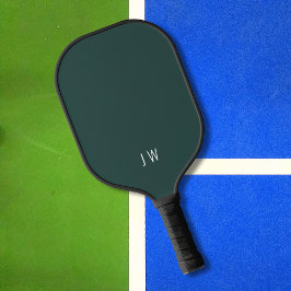Eenvoudige Moderne Donkergroene Monogram Initialen Pickleball Paddle