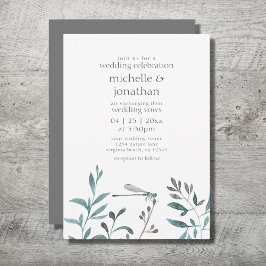 Eenvoudige moderne dragonfly Garden Greenery Weddi Kaart