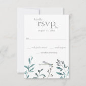 Eenvoudige moderne dragonfly Garden Greenery Weddi RSVP Kaartje (Voorkant)
