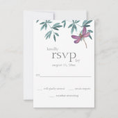 Eenvoudige moderne dragonfly Garden Greenery Weddi RSVP Kaartje (Voorkant)