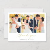 Eenvoudige moderne drie foto-bruiloft Bedankt Magn Magnetische Uitnodiging (Voorkant)