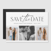 Eenvoudige moderne drie foto's save the date magnetische uitnodiging (Voorkant / Achterkant)