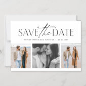 Eenvoudige moderne drie foto's save the date magnetische uitnodiging (Voorkant)