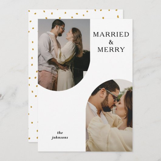 Eenvoudige, moderne, dubbele foto feestdagenkaart (Voorkant / Achterkant)