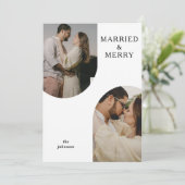 Eenvoudige, moderne, dubbele foto feestdagenkaart (Staand voorkant)