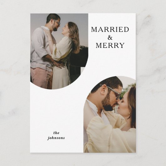 Eenvoudige, moderne, dubbele foto feestdagenkaart (Voorkant)