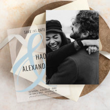 Eenvoudige Moderne DUSTY BLAUWE Foto Onderlay Wedd