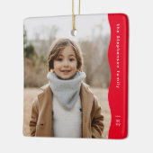 Eenvoudige moderne één foto golvende rand rode ker keramisch ornament (Links)