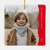 Eenvoudige moderne één foto golvende rand rode ker keramisch ornament (Achterkant)