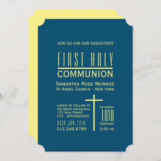 Eenvoudige moderne, eerste heilige gemeenschap kaart (Voorkant / Achterkant)