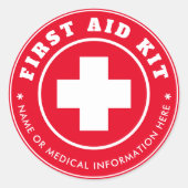 Eenvoudige Moderne Eerste Hulp Rood en Wit Medisch Ronde Sticker (Voorkant)