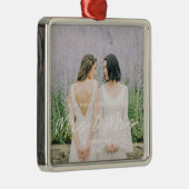 Eenvoudige moderne eerste kerst als mevrouw en mev metalen ornament (Rechts)