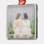 Eenvoudige moderne eerste kerst als mevrouw en mev metalen ornament (Links)