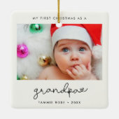 Eenvoudige moderne eerste kerst als opa keramisch ornament (Achterkant)