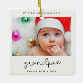 Eenvoudige moderne eerste kerst als opa keramisch ornament