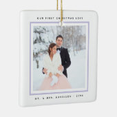 Eenvoudige moderne Eerste Kerstmis, Mr. en Mrs. 2  Keramisch Ornament (Rechts)