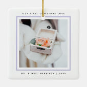 Eenvoudige moderne Eerste Kerstmis, Mr. en Mrs. 2 Keramisch Ornament (Achterkant)