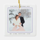 Eenvoudige moderne Eerste Kerstmis, Mr. en Mrs. 2 Keramisch Ornament (Voorkant)