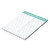 Eenvoudige moderne Elegant Aqua Two Column Checkli Notitieblok (Linkerzijde)