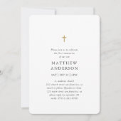 Eenvoudige Moderne Elegant Cross Boy First Communi Kaart (Voorkant)