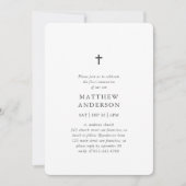 Eenvoudige Moderne Elegant Cross Boy First Communi Kaart (Voorkant)