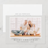 Eenvoudige, moderne Elegant-kerstfoto Feestdagenkaart (Voorkant / Achterkant)
