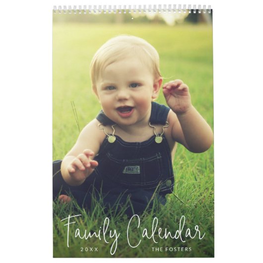 Eenvoudige, moderne elegant Script Family Foto Kalender (Hoes)