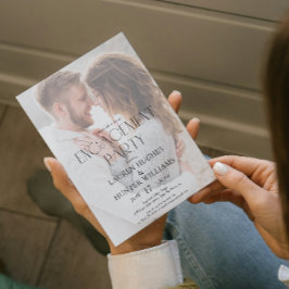 Eenvoudige moderne elegante 2 foto verlovingsfeest kaart