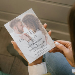 Eenvoudige moderne elegante 2 foto verlovingsfeest kaart