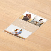 Eenvoudige moderne elegante 3 foto collage bruilof acryl uitnodigingen (Laagn)