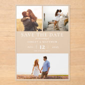 Eenvoudige moderne elegante 3 foto collage bruilof acryl uitnodigingen (Voorkant)