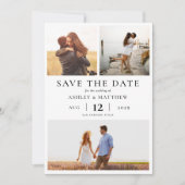 Eenvoudige moderne elegante 3 foto collage bruilof save the date (Voorkant)